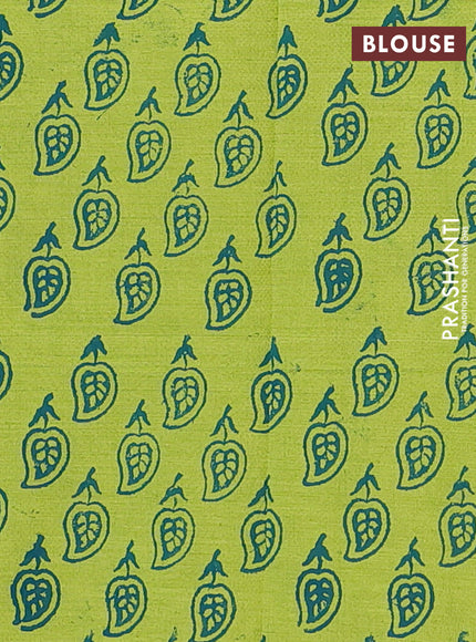 Peacock Blue & Green Semi Silk Cotton Saree - Embroidery