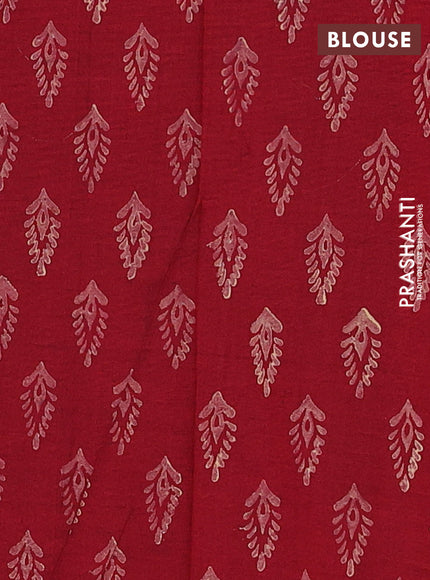 Chiku & Maroon Semi Silk Cotton Saree - Embroidery