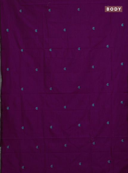 Magenta Pink & Teal Blue Semi Silk Cotton Saree - Embroidery
