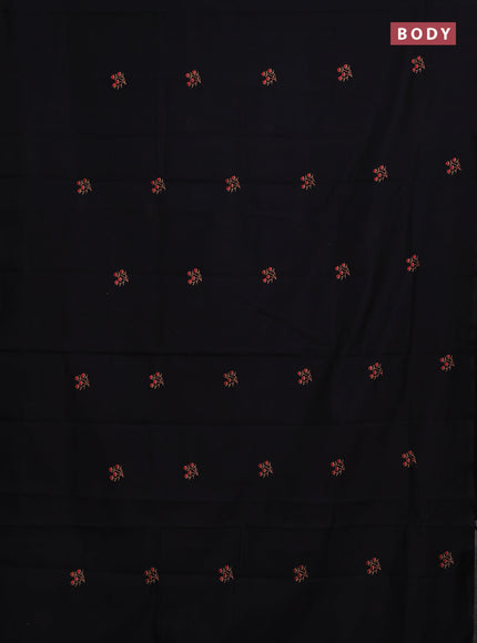 Black & Beige Semi Silk Cotton Saree - Embroidery