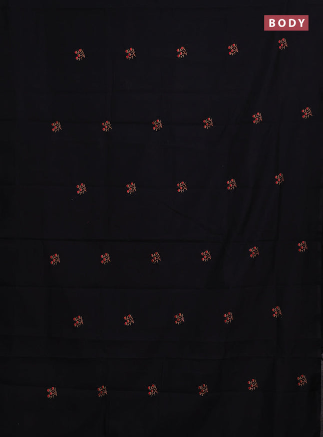 Black & Beige Semi Silk Cotton Saree - Embroidery