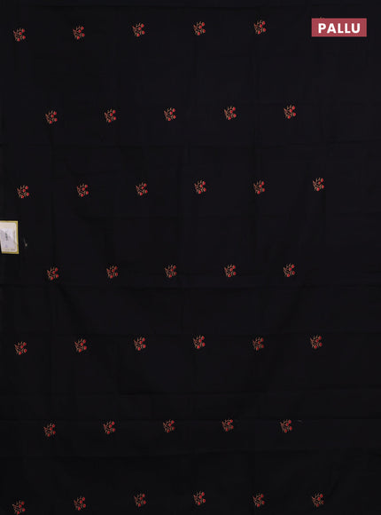 Black & Beige Semi Silk Cotton Saree - Embroidery