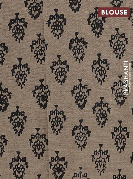 Black & Beige Semi Silk Cotton Saree - Embroidery