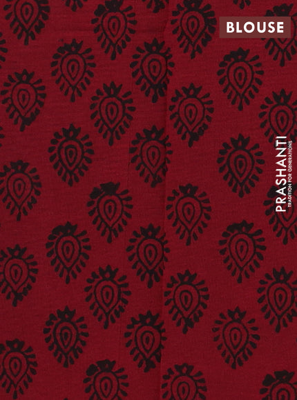 Grey & Maroon Semi Silk Cotton Saree - Embroidery