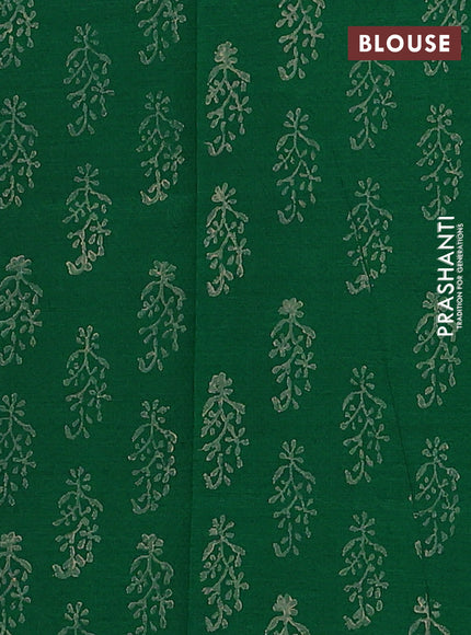 Beige & Green Semi Silk Cotton Saree - Embroidery