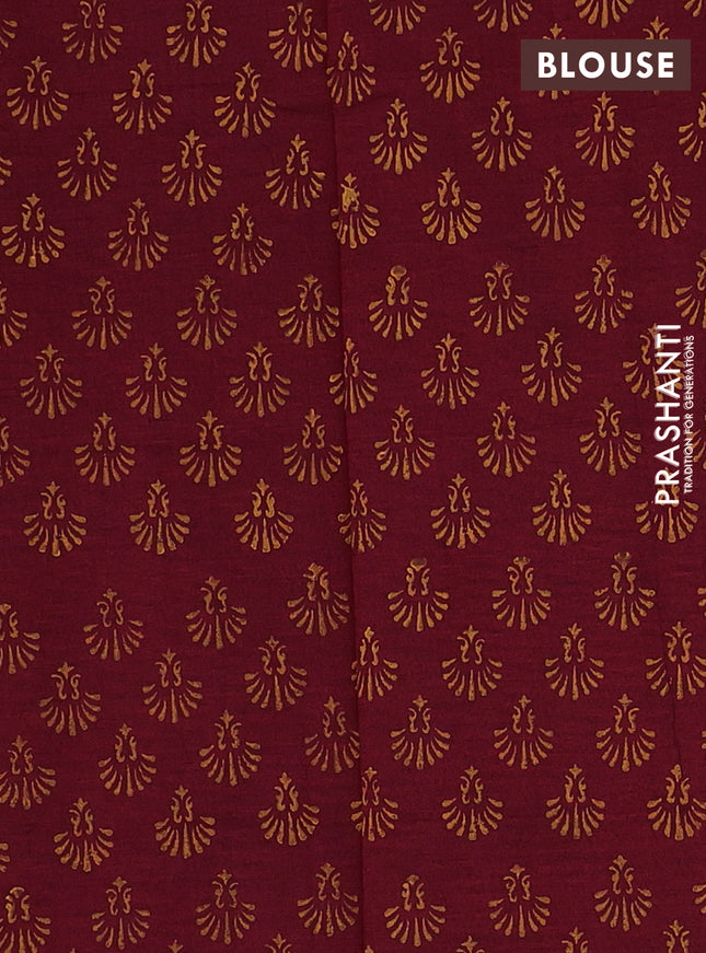 Sunset Orange & Maroon Semi Silk Cotton Saree - Embroidery