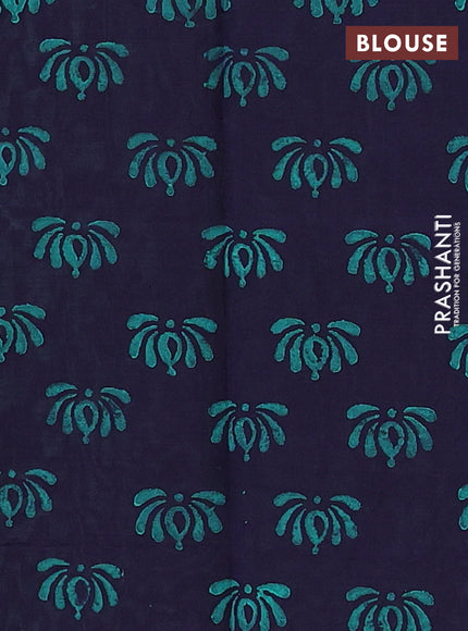 Teal Green & Navy Blue Semi Silk Cotton Saree - Embroidery