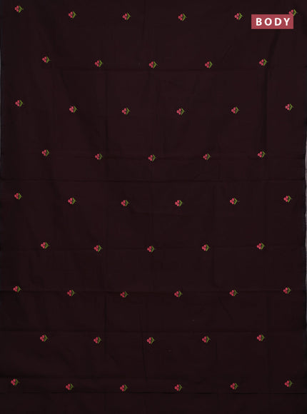 Coffee Brown & Candy Pink Semi Silk Cotton Saree - Embroidery