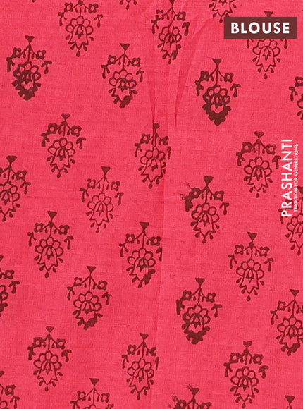 Coffee Brown & Candy Pink Semi Silk Cotton Saree - Embroidery