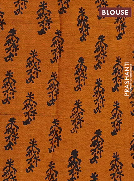 Black & Mustard Yellow Semi Silk Cotton Saree - Embroidery