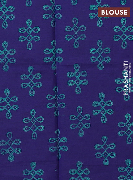 Blue & Navy Blue Semi Silk Cotton Saree - Printed