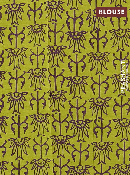 Purple & Green Semi Silk Cotton Saree - Printed