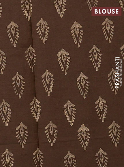 Sandal & Coffee Brown Semi Silk Cotton Saree - Printed