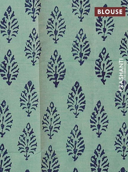 Blue & Green Semi Silk Cotton Saree - Printed