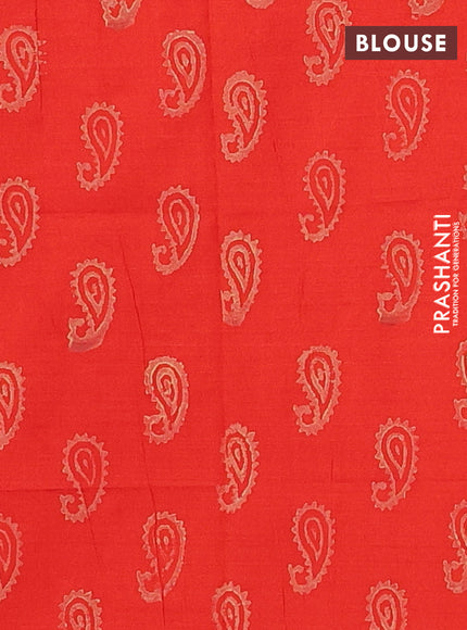 Beige & Orange Semi Silk Cotton Saree - Printed