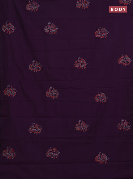 Purple & Grey Semi Silk Cotton Saree - Printed