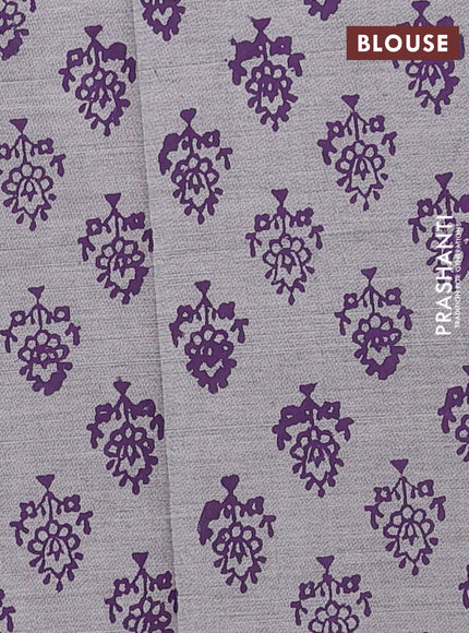 Purple & Grey Semi Silk Cotton Saree - Printed