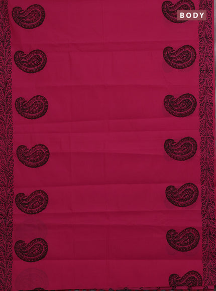 Pink & Grey Semi Silk Cotton Saree - Printed
