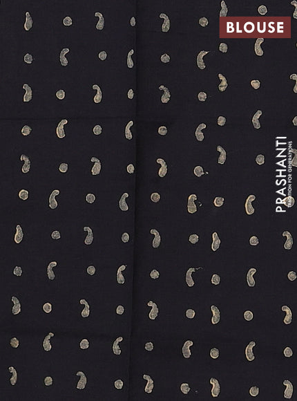 Chiku & Black Semi Silk Cotton Saree - Printed