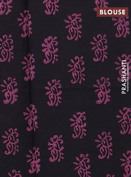 Peach & Black Semi Silk Cotton Saree - Printed