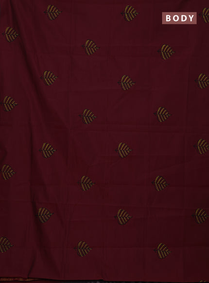 Maroon & Mustard Yellow Semi Silk Cotton Saree - Printed