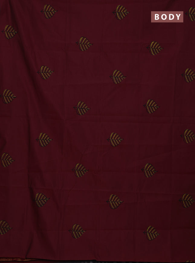 Maroon & Mustard Yellow Semi Silk Cotton Saree - Printed