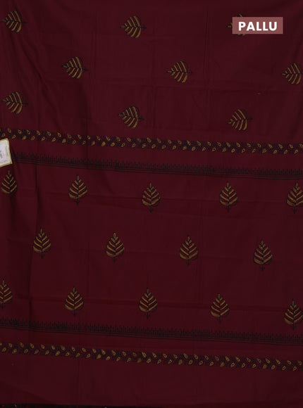 Maroon & Mustard Yellow Semi Silk Cotton Saree - Printed