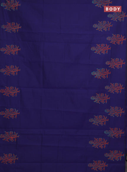 Blue & Teal Blue Semi Silk Cotton Saree - Printed