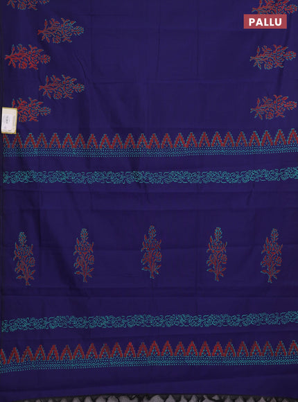 Blue & Teal Blue Semi Silk Cotton Saree - Printed