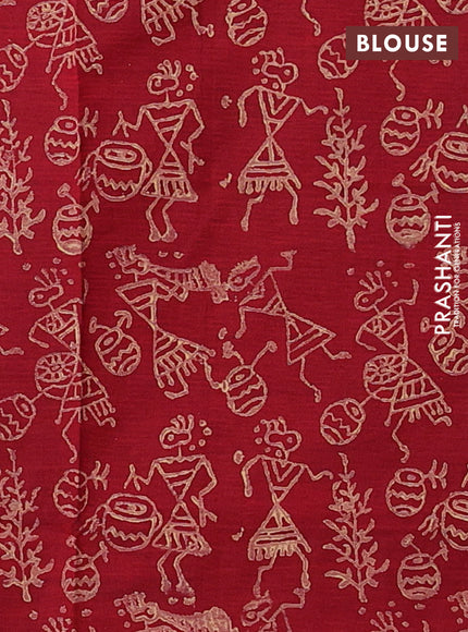 Chiku & Maroon Semi Silk Cotton Saree - Printed