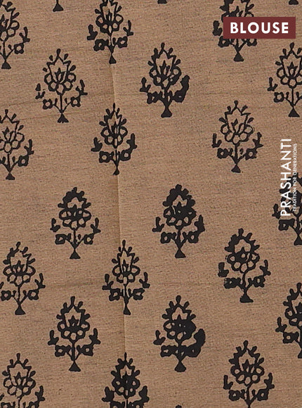 Black & Chiku Semi Silk Cotton Saree - Printed