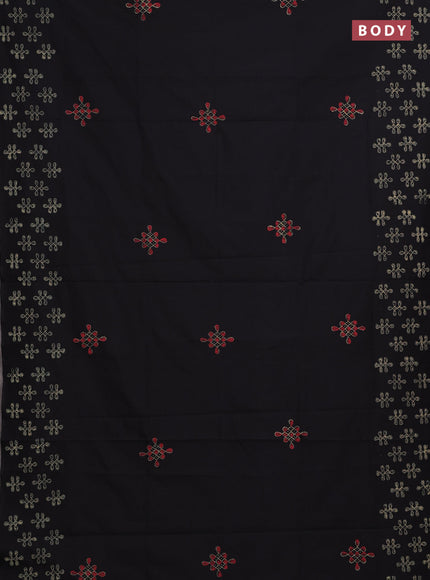Black & Chiku Semi Silk Cotton Saree - Printed