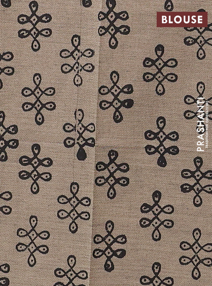 Black & Chiku Semi Silk Cotton Saree - Printed