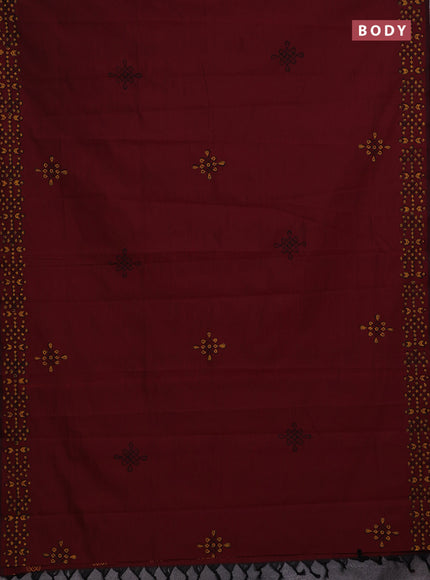 Maroon & Orange Semi Silk Cotton Saree - Printed