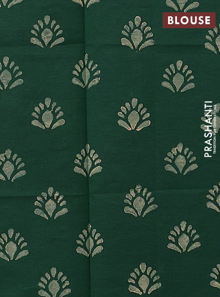 Sandal & Green Semi Silk Cotton Saree - Printed