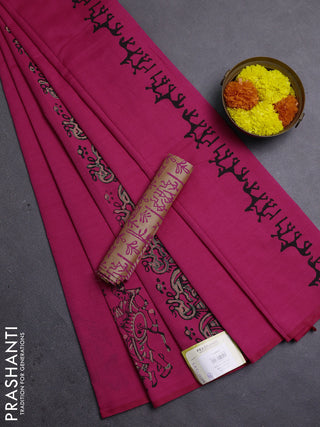 Pink & Peach Semi Silk Cotton Saree - Printed
