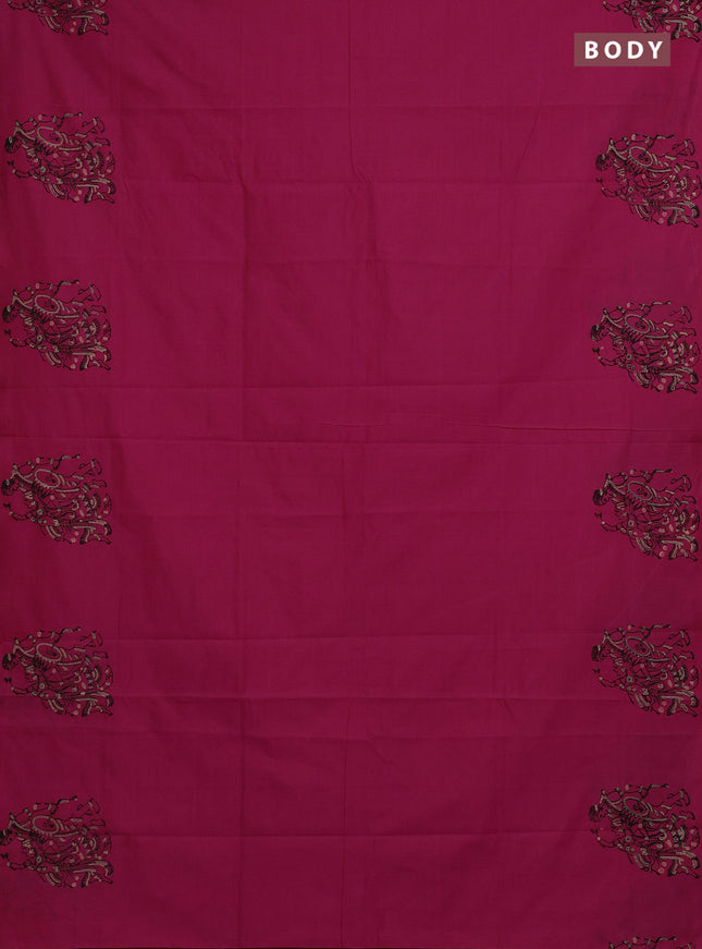 Pink & Peach Semi Silk Cotton Saree - Printed