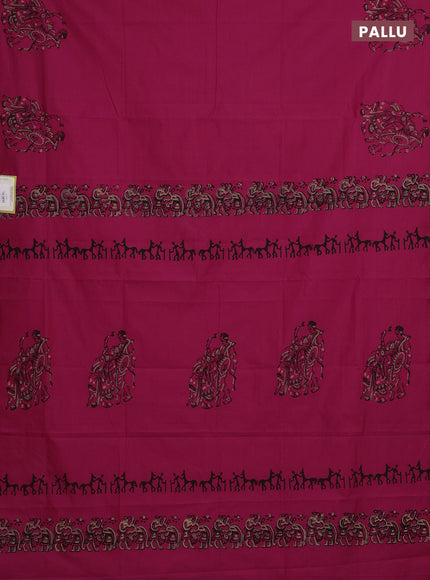 Pink & Peach Semi Silk Cotton Saree - Printed