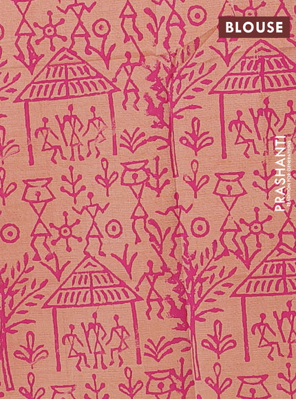 Pink & Peach Semi Silk Cotton Saree - Printed