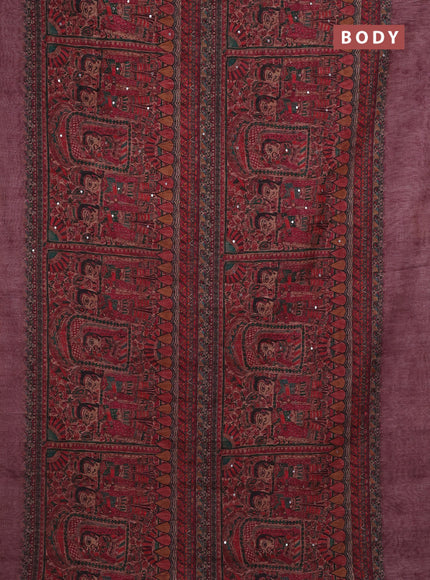 Pastel Pink Semi Linen Saree - Madhubani Prints