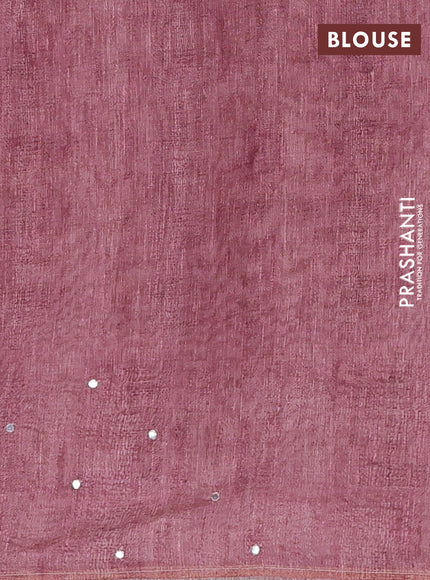 Pastel Pink Semi Linen Saree - Madhubani Prints