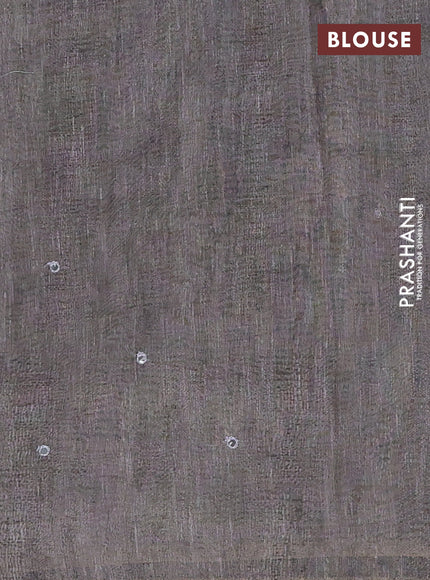 Grey Semi Linen Saree - Madhubani Prints