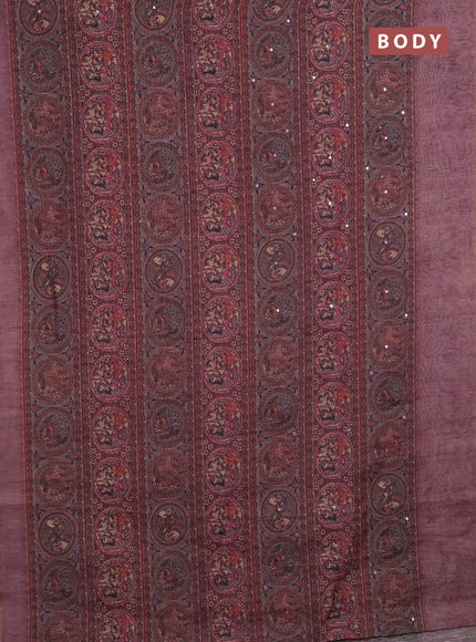 Pastel Pink Semi Linen Saree - Madhubani Prints