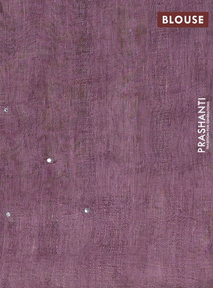 Mauve Pink Semi Linen Saree - Madhubani Prints