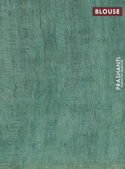 Green Semi Linen Saree - Madhubani Prints