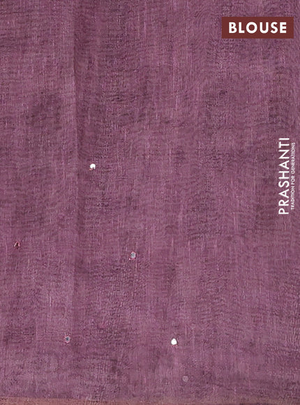 Mauve Pink Semi Linen Saree - Madhubani Prints