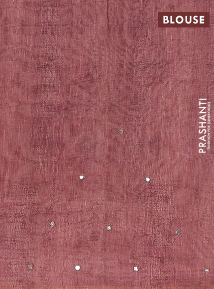 Pastel Brown Semi Linen Saree - Madhubani Prints