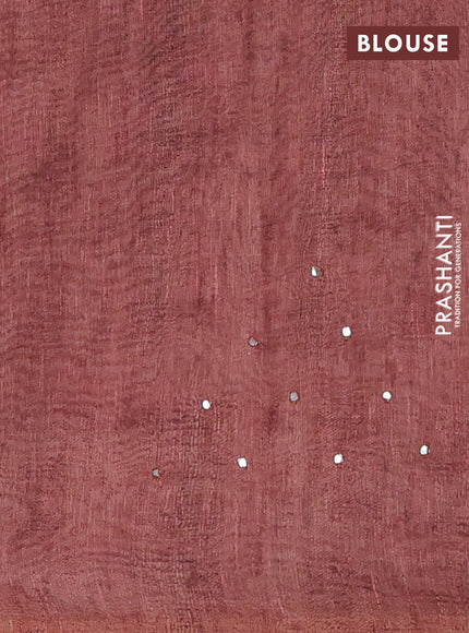 Pastel Brown Semi Linen Saree - Madhubani Prints