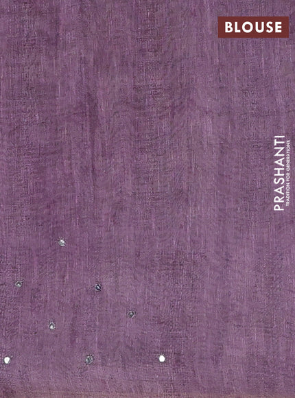 Pastel Purple Semi Linen Saree - Madhubani Prints