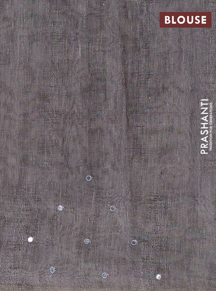 Grey Semi Linen Saree - Madhubani Prints